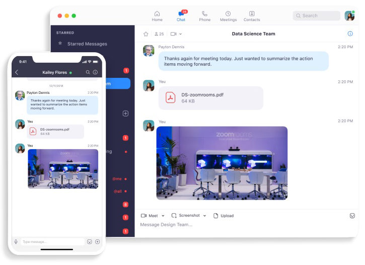 Zoom interface displaying the chat functionality